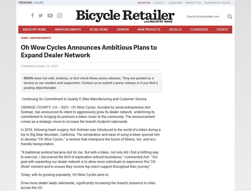 OH WOW Cycles at E-Wheels Warehouse